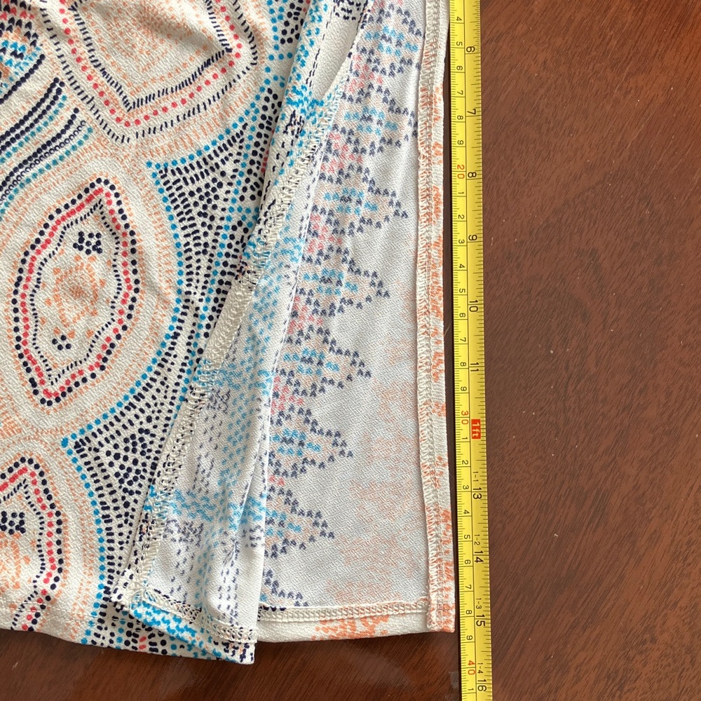 Dana Buchman Boho Maxi Dress Cream Multi Color Geometric Print Flowy Size L NWOT - Picture 13 of 14